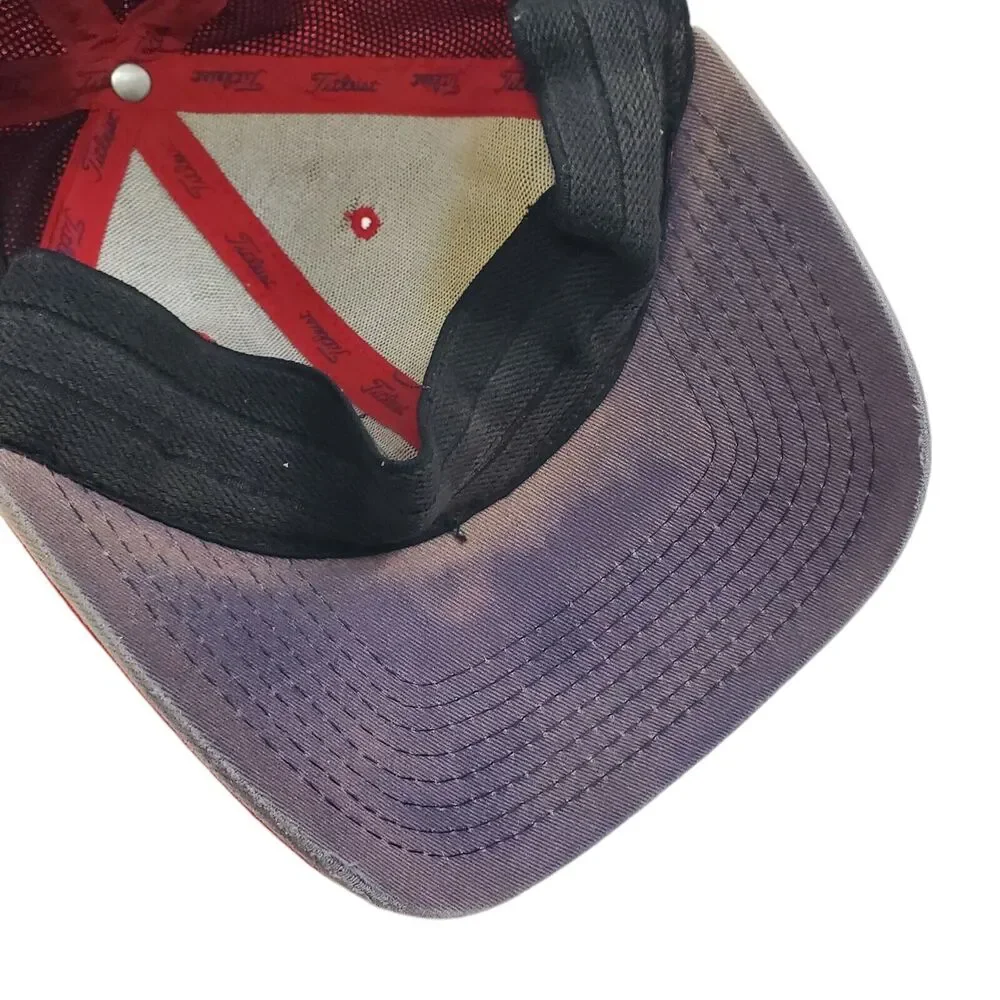 TITLEIST Hat Cap Adult L/XL Red Blue Logo Spell Out Golf Strapback Athleisure